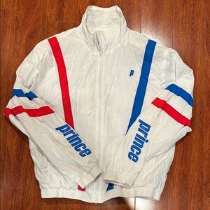 Prince White Windbreaker with Red and Blue Accents